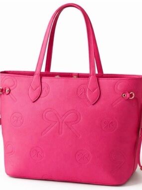 Ruby Ribbon Hot Pink Embossed Bow Tote